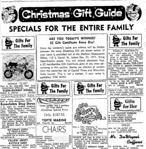 Wisconsin State Journal toy ads: 1970s